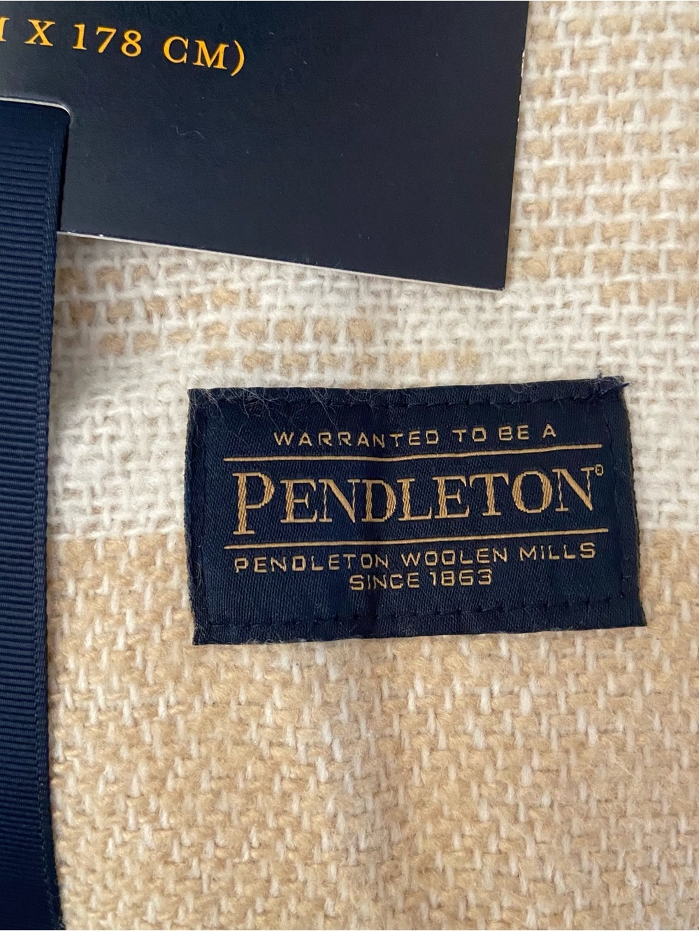NWT Pendleton Rio Grand Almond Bluff Cream and Beige 50x70 Throw with Fringe - Picture 2 of 5